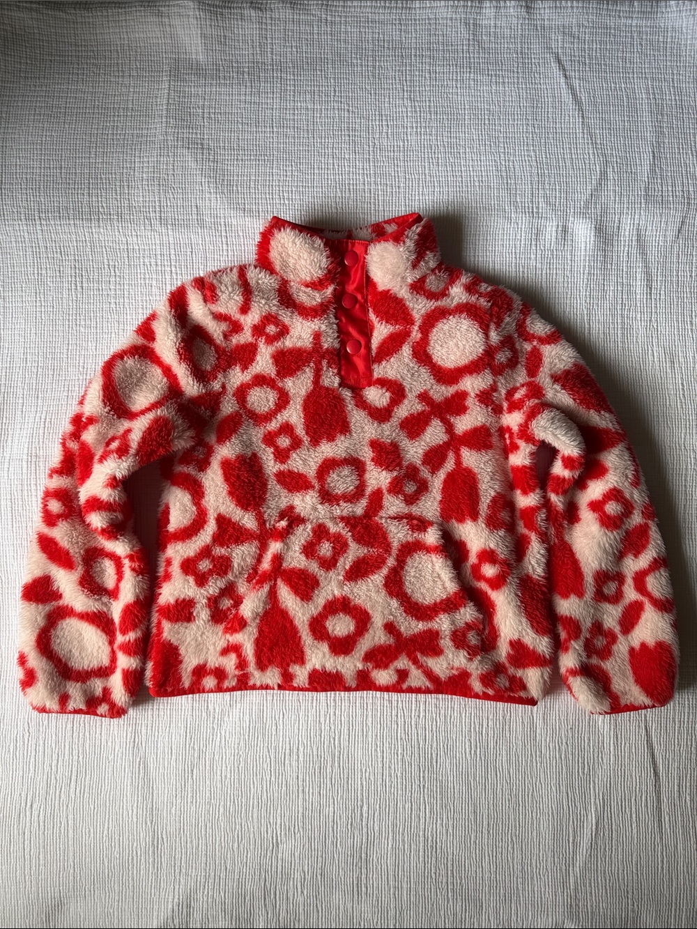Cat & Jack Red and Cream Plush Snap Pullover Jacket